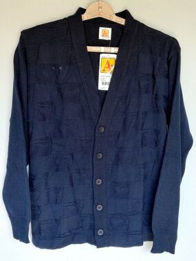 Vintage Postal Service Knit Cardigan Sz M Navy ButtonUp USA Made Logo